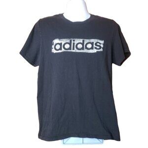ADIDAS T SHIRT BLACK / WHITE LOGO GRAPHIC T SIZE LARGE